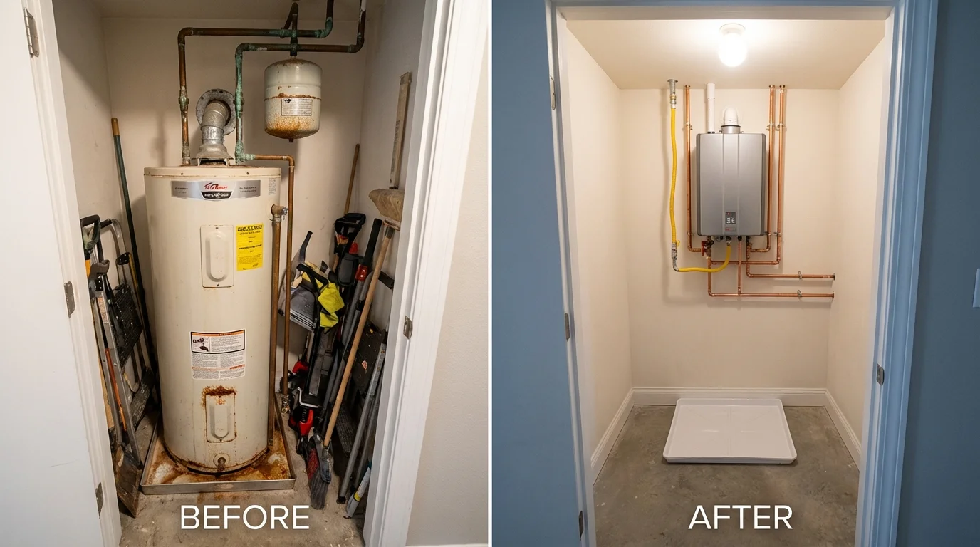 Tank water heater versus wall-mounted tankless unit comparison for Waynesboro, GA homeowners