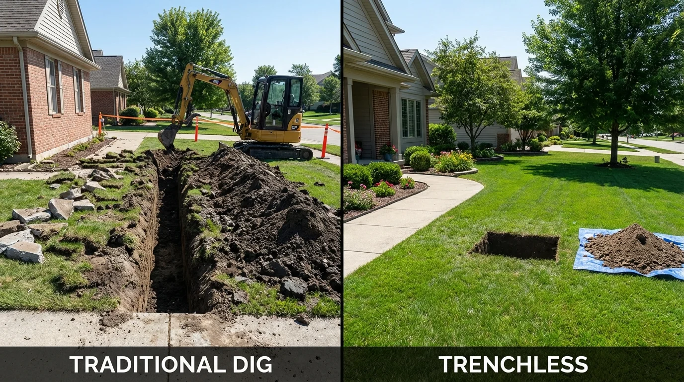 Trenchless sewer repair with minimal yard damage versus traditional excavation in Waynesboro, GA